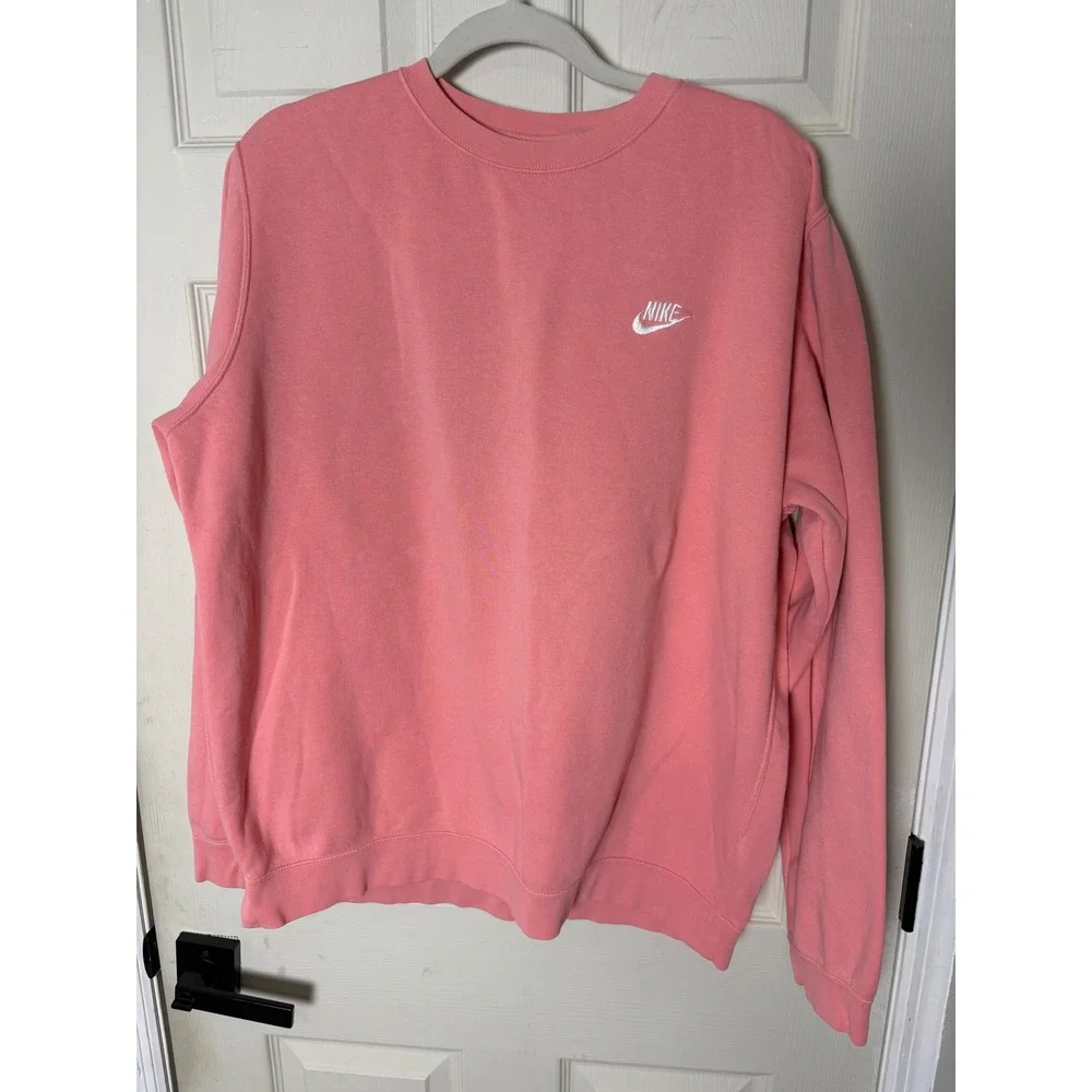Nike Sportswear Womens XL Crewneck Sweatshirt Coral Pink Fleece Pullover Swoosh